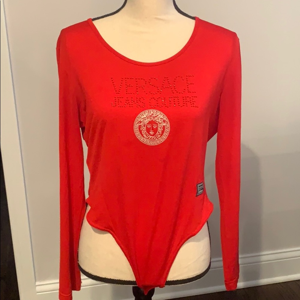 Red Vintage Versace Bodysuit Sz XL